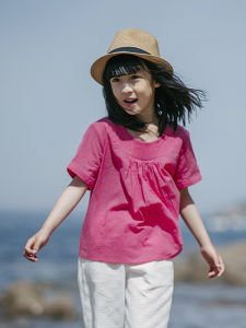 Original Parent-Child Matching Soft Cotton Short Sleeve T-Shirt Summer Rose Red Artistic Top for Women And Children