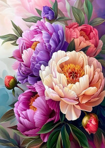 AZQSD Diamond Painting New Arrival Peony Flower Mosaic 5d Floral Full Kits Rhinestones Square Round