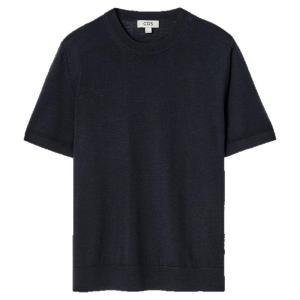 Slim Fit Merino Wool Short Sleeve T-Shirt COS Mens Fashion Urban Style Spring New Arrival Royal Blue Casual Knitted Sweater