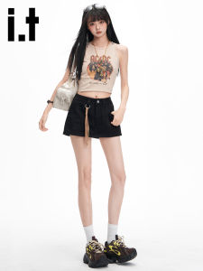 izzue | Korean Style Black Cotton Denim Pencil Skirt