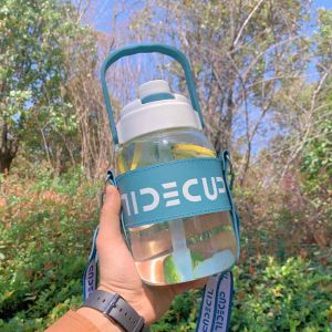 Stylish Large Capacity Handheld Glass Tumbler with Straw