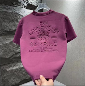 Men Short-Sleeved T-shirt Summer New Arrival Fashion Letter Steel Seal Trendy Minimalist Solid Color Half Sleeve round Neck Slim-Fit Tops