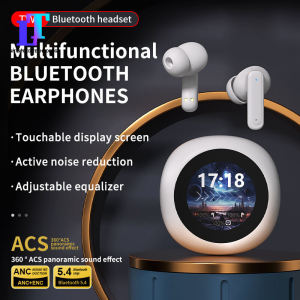 Waterproof Smart Digital Display Bluetooth Earphone Wireless Touch Screen In-ear Screen Noise Reduction Bluetooth Headset Color Screen TWS Bluetooth Headset Long Life Sports Bluetooth Earphone