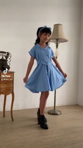 Dress Anak Perempuan Kasual Bonus Bandana Bahan Kain Katun Usia 1-8 Tahun 4140