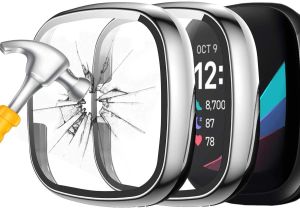 Fitbit Versa 3 Case+Tempered Glass Fitbit Versa 3 Smart Watch Cover Hard Shell Full Screen Protector Bumper Fitbit Sense Anti-fall PC Case film