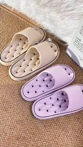 ST Womens Thick Comfortable Home Shoes Bottom Slip Slides Summer Indoor Home Use Anti-Slip Couples Outdoor Wear PVC Material