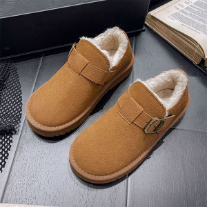Genuine Leather Birkenstock Women Fleece-lined Heattech One Pedal Cotton Shoes 2024 New Arrival Winter Snow Boots Waterproof Bread Shoes