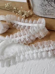 ผ้าคาดผมลายลูกไม้สีขาวระดับไฮเอนด์ 2 ชั้น ยางยืด ตกแต่งเสื้อผ้าเด็ก DIY ทำมือ ผ้าอุปกรณ์ตกแต่ง ผ้าอัดยืด