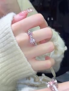 🔥IVY Moissanite Bow Knot Open Mouth Ring Sweet Romantic Women Ring Delicate Advanced Sense Ring