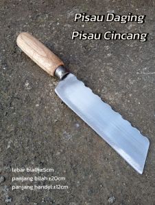 Pisau cincang daging baja asli tajam siap pakai