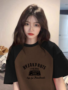 American Retro Pure Cotton Shoulder Insert T-Shirt Women Short Sleeve Loose Large Size Patchwork Couple Top Design Sensation Niche