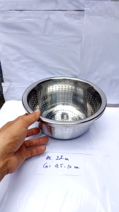 (mua 5 tặng 1) rổ âu lổ inox tròn đường kính 22cm cao 9.7cm