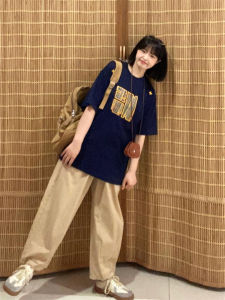 Bộ Đồ Thể Thao Cotton Mùa Hè Mới 2025 Bộ Đồ Hai Mảnh Tay Ngắn Quần Dài Cổ Tròn Thường Ngày Cho Nữ