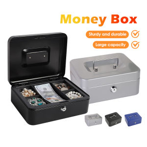 Money Safe Box Mini Money Security Safe Box with Lock Key Tray Cash Box  Portable Safe Coin Jewelry Security Box