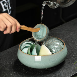 Bộ Trà Gốm Thủ Công Lớn Phong Cách Cổ Điển Bộ Trà Gốm Màu Xanh Bộ Phụ Kiện Trà Đạo Thiết Bị Trà Gongfu Trung Quốc Bộ Trà Gốm Sứ