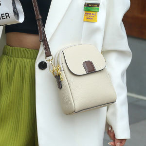 Fashionable Leather Crossbody Bag Womens Single Shoulder Bag Multi-Slot Design Mobile Phone Bag Summer 2026 New Style Soft Zipper Closure