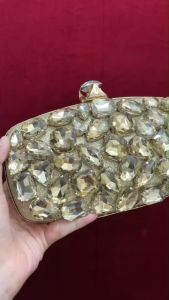 Waiwai Clutch Tas Pesta Wanita Seserahan Pernikahan Wanita Party Bag Mewah Glitter Berkilau 10259-1 - Premium Clutch dengan Baret & Belang di Diamond dan Di Besi (READYSTOCK)