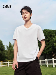 Áo Thun Nam Semir Tay Ngắn Mùa Hè Cổ Chữ V Màu Trơn Cotton Thoáng Khí Thân Thiện Với Làn Da Thời Trang Giản Dị Thường Ngày