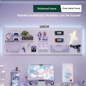 FEIZHUXIANSEN | Gaming Room Pegboard Wall Mount Shelf Metal Storage