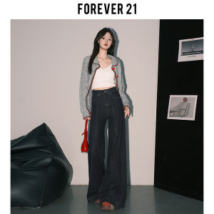 Forever 21 High Waist Wide Leg Black Denim Jeans Womens American Style Slimming Straight Drapey Pants Casual High Waist