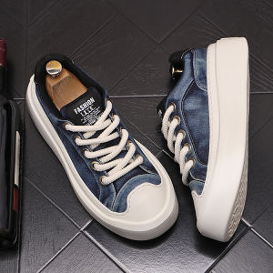 Mens Summer 2025 New Hole Punch Thick Bottom Heightening Casual Shoes Youth Small White Board Shoes Breathable round Toe