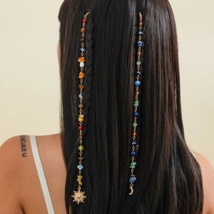 Salircon 2 ชิ้น/เซ็ตอินเทรนด์ยาวพู่ Headdress อุปกรณ์เสริมผมประณีต Sun Moon จี้ Hairwear ผู้หญิงเครื่องประดับ