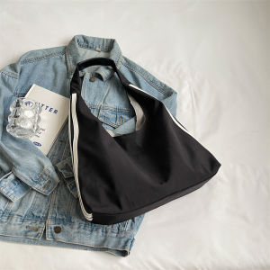 Large Capacity Canvas Tote Bag for Commuting to Work Single Shoulder Underarm Bag Black New 2025 Womens Handbag Commuter Bag