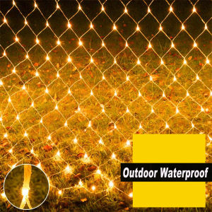 Christmas Net Lights Solar Outdoor Waterproof Fairy string lights  for Xmas Trees Bushes Wedding Garden Outdoor Indoor Mesh  Decorative Lights