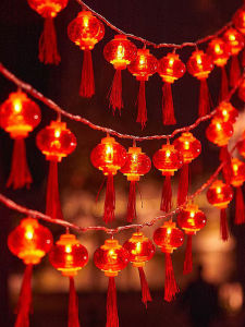New Year Lantern Festive Decorative String Lights Spring Festival Atmosphere Colorful Lights Hanging on Trees Red Lanterns Balcony Courtyard Living Room Arrangement