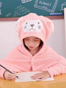 Coralline Velvet Blanket Student Naptime Hooded Comforter Classroom Storage Single Office Winter Sleepwear Baby Toddler Bedding