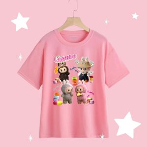 Atasan kaos anak labubu macaron lucu anak perempuan laki-laki