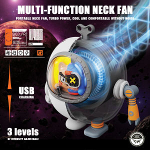 Mini Neck Fan USB Cooling Fan 3-Speed 900mh Bladeless Handheld Fan with Warm Light Unique Mecha Mini Fan with Lanyard Ideal Indoor Outoor Fan Gifts for kids