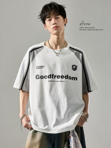 SZON | American College Style Letter Print Contrast Color Heavyweight Men T Shirt