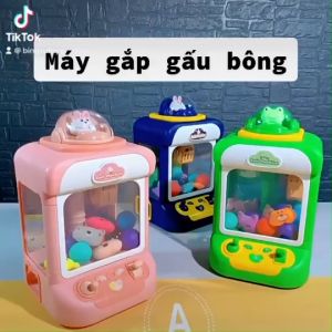 Máy gắp thú bông mini cho bé có hiệu ứng nhạc kèm thú bông bóng và dây sạc cho trẻ em Bingsu Toys