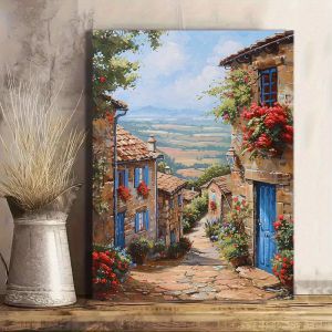 1pc Colorful Coastal Cityscape Wall Art Seaside Town Canvas Print Wall Decor Art Home DecorHoliday Deco Perfect Gift