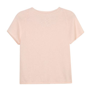 TG Knitted round Neck Short Sleeve Womens Top Shoulder Insertion Style Autumn New Fashion Simple Quality Turn up Edge Design