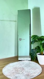 Lemari Tas Cermin Lantai Frameless Full Badan Tanpa Bingkai - T160 cm 6 Storage Warna Hitam