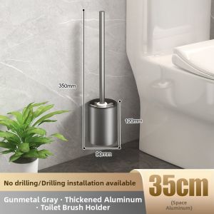 Space Aluminum Toilet Brush Easy Install 360 Degree Bathroom Cleaning