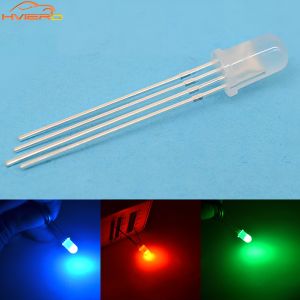 10/500X Min F5 5mm Round 4pin Diffused RGB Tri-Color Common Cathode Red Green Blue Emitting Diodes LED Lamps Bulb Light Bright