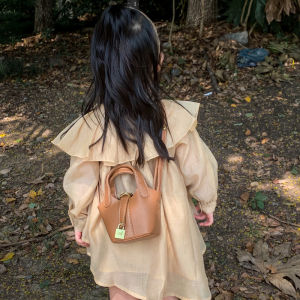 Fashionable Princess Bucket Bag Childrens Crossbody Bag Handheld Basket Style Girls Bag Trendy Korean Version Kids Purse