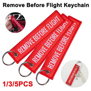 1/3/5PCS Remove Before Flight Key Chain Embroidered Luggage Label Red Chain Lanyard Motorcycles Cars Backpack Key Tag Key Fobs
