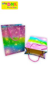 12 pcs Gradient Thick Kraft Paper Bag Rainbow Pastel Macaron Unicorn Birthday Party Souvenir Giveaways Makapal Gifts