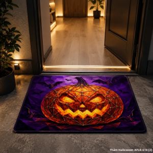 Thảm Trải Sàn Hình Quả Bí Ngô Halloween VIKAMA Thảm Mềm Mại Chống Trượt Dùng Để Trang Trí Nhà Cửa Lối Vào Phòng Tắm - Thảm Polyester Chống Trượt Thoải Mái