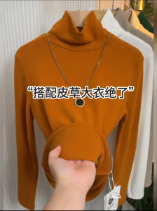 เสื้อยืดคอกลมแขนยาวผ้าขนสัตว์สองด้านสำหรับผู้หญิงไซส์ใหญ่ ฤดูหนาว 2024 เสื้อชั้นในทรงเข้ารูป เสื้อผ้าทำงานสไตล์เกาหลี