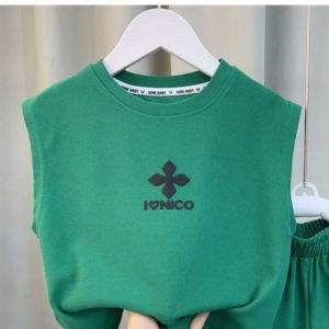 ชุดเสื้อกั๊กฤดูร้อนสำหรับเด็กชาย ชุดแฟชั่นสำหรับคุณพ่อและลูกชาย ชุดผ้าฝ้ายระบายอากาศได้ดี ชุดลำลองสำหรับเด็ก