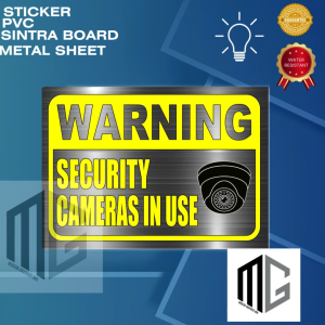 Modern Graphics Security Camera in Use Sign Colored Metallic Sticker Sintra Board l Waterproof