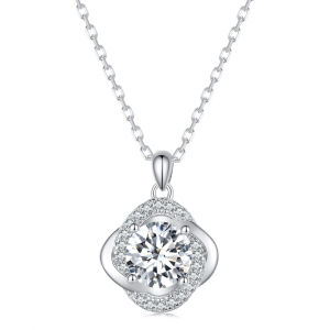 BAMOER 1CT D Color EX VVS1 Moissanite Necklace for Women Geometric Neck Chain Wedding 925 Sterling Silver Elegent Jewelry MSN002