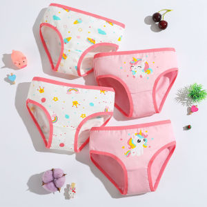 4 Pcs/Lot Cartoon Girls Panties Premium Cotton Comfortable Toddler Briefs Cute Unicorn Pattern Children Underwear For Girls 2-9T