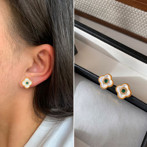 CAFFTI | Natural Mother of Pearl Four-leaf Clover Elegant Spring & Summer Earrings