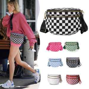 DOYOGI Black and White Checkered Spacious Bum Bag Crossbody Bags for Women Nylon Travel essentials Mommy Bag Diaper Bag  for Mom
